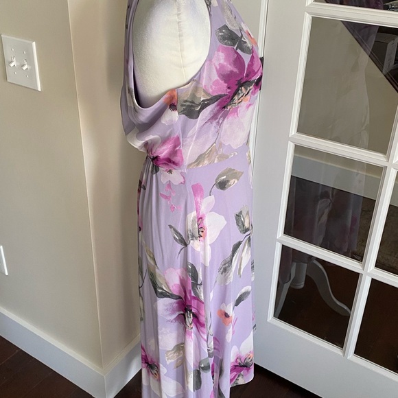 White House Black Market Pink and Purple  Floral Halter Midi Dress NWT - Picture 6 of 14